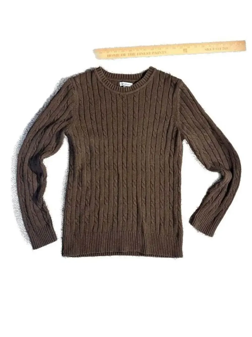 Croft & Barrow Brown Cable Knit Crewneck Sweater Size M